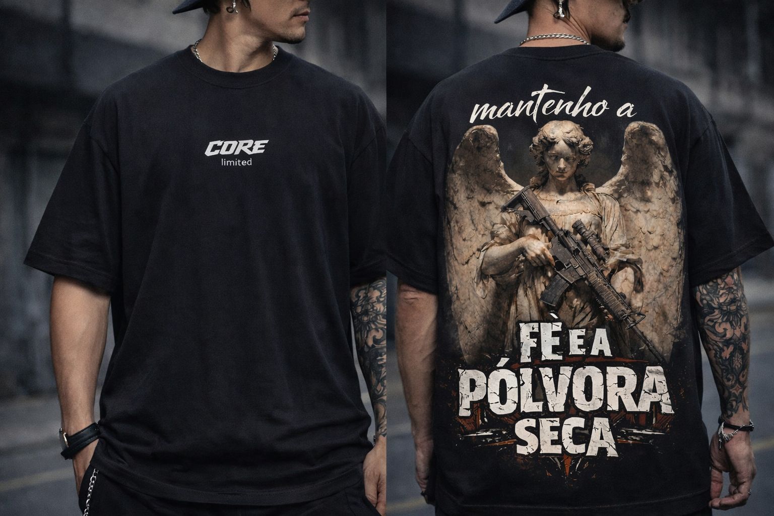 Frente e costas da camiseta CORE