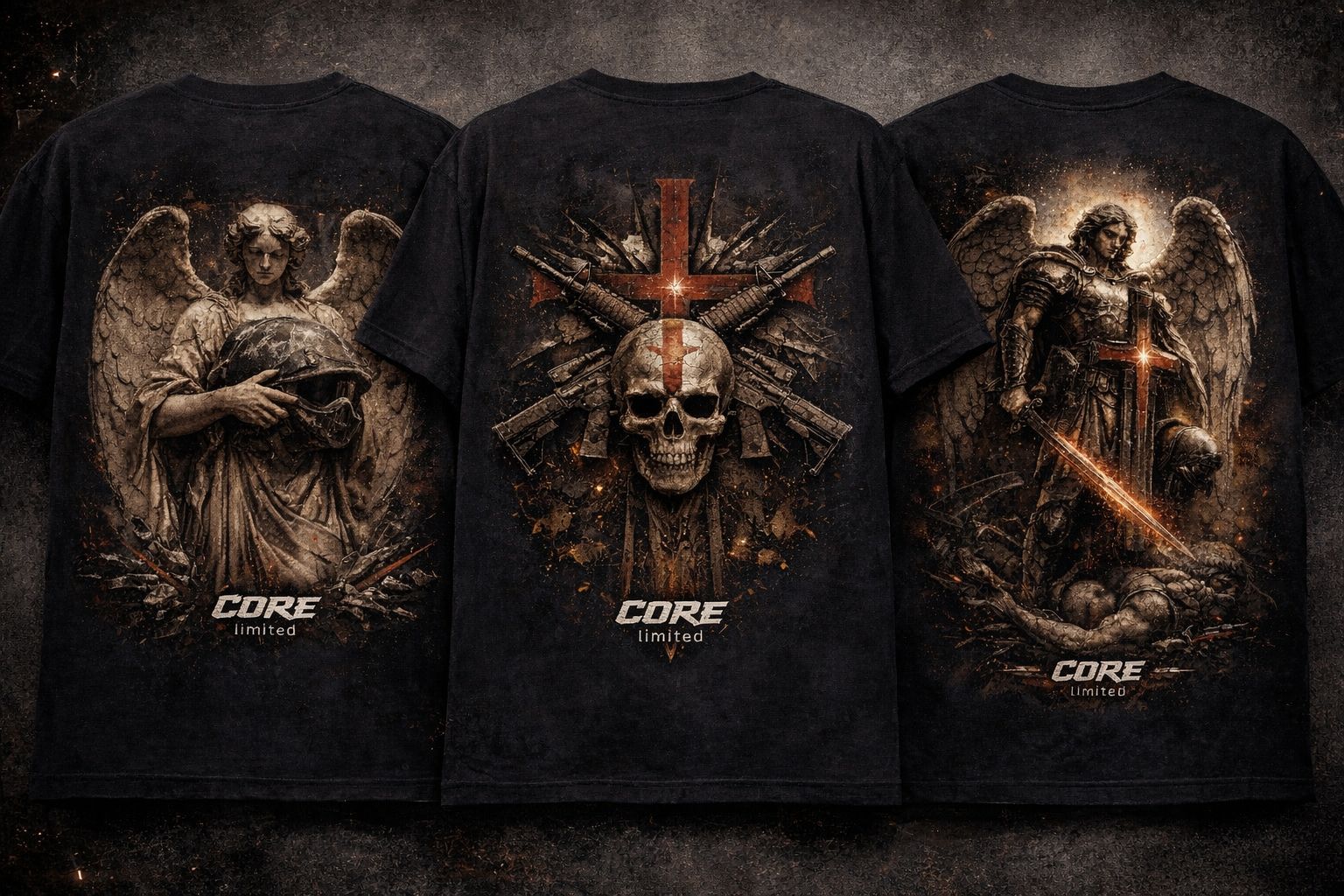 Trio de camisetas com artes